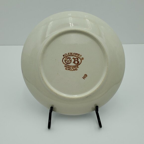 Polish Pottery Peacock Leaves Salad Plate Peacock Dessert Plate Bread Plate - Picture 4 of 5